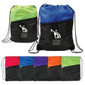 Two-Tone Poly Drawstring Backpack w/ Zipper